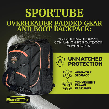 Sportube 44L Overheader Airline Carry On Padded Gear & Boot Backpack, Orange