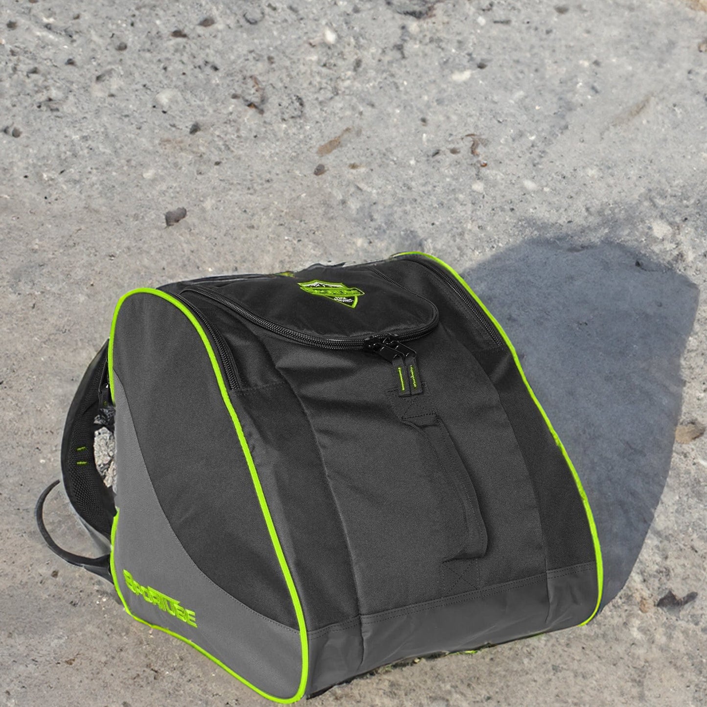 Sportube Traveler 50 Liter Padded Ski Boot & Gear Backpack Bag, Green/Black