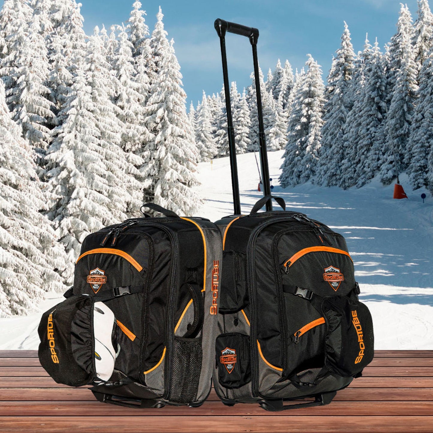 Sportube Cabin Cruiser Wheeled Carry On Padded Gear & Travel Boot Bag, Orange