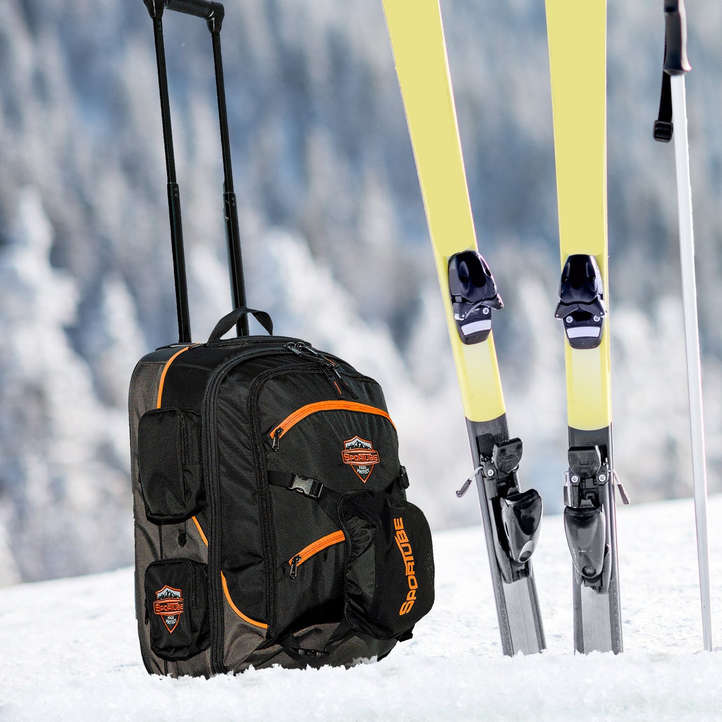 Sportube Cabin Cruiser Wheeled Carry On Padded Gear & Travel Boot Bag, Orange