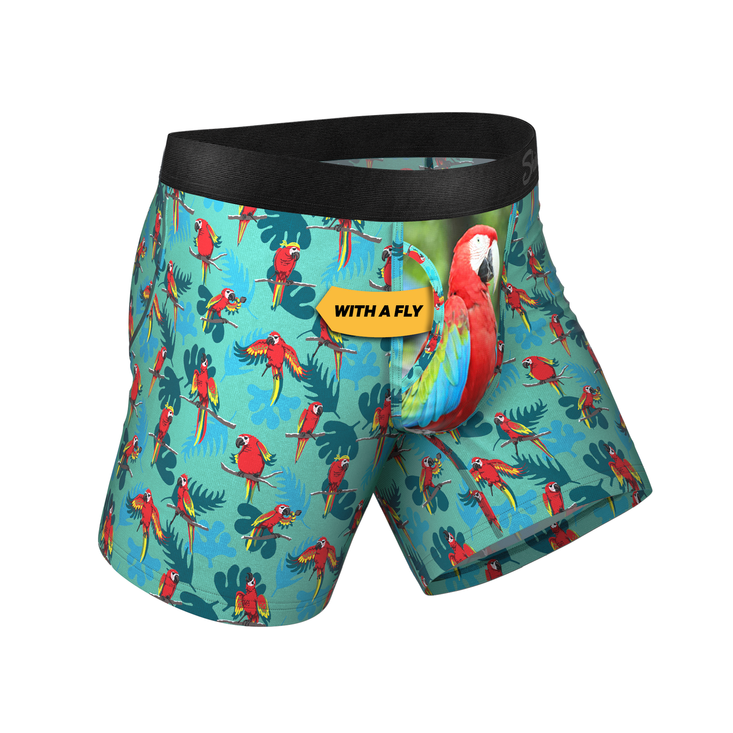 The Squawk Tease | Tropical Parrot Ball Hammock® Pouch Underwear With Fly