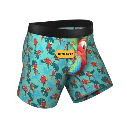 The Squawk Tease | Tropical Parrot Ball Hammock® Pouch Underwear With Fly