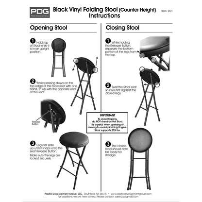 Plastic Development Group ST01 Extremely Portable Black Folding Padded Bar Stool