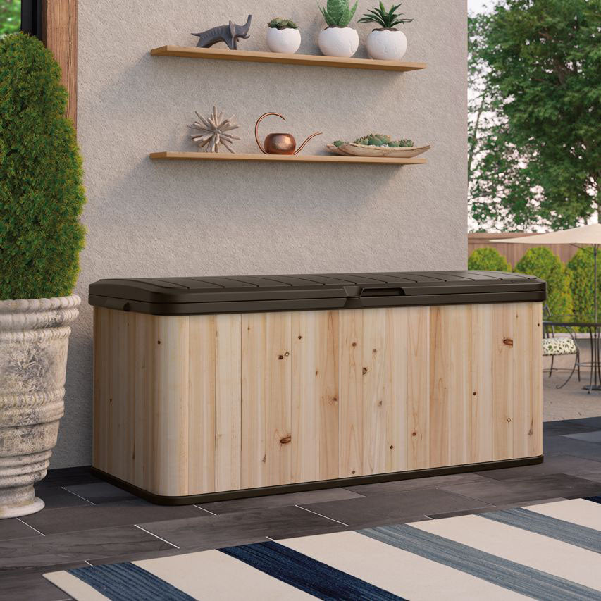 Suncast WRDB12000 120 Gallon Extra Large Hybrid Deck Box w/ Resin Floor and Lid