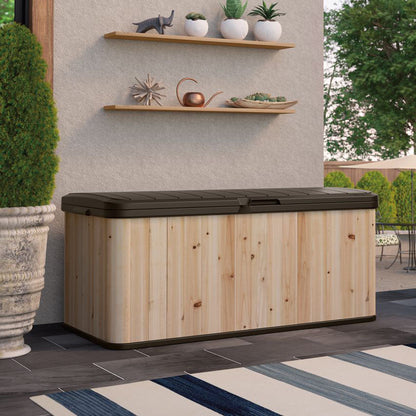 Suncast WRDB12000 120 Gallon Extra Large Hybrid Deck Box w/ Resin Floor and Lid