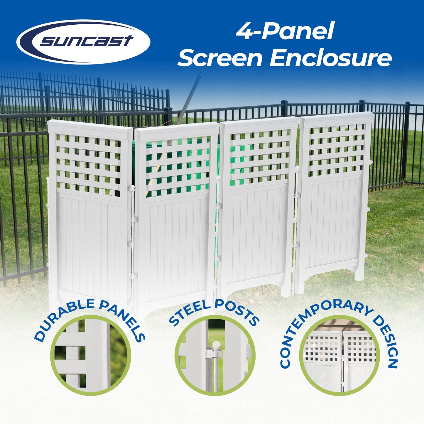 Suncast Trash Hideaway 33 Gal. & Outdoor Garden Yard 4 Panel Screen Enclosure