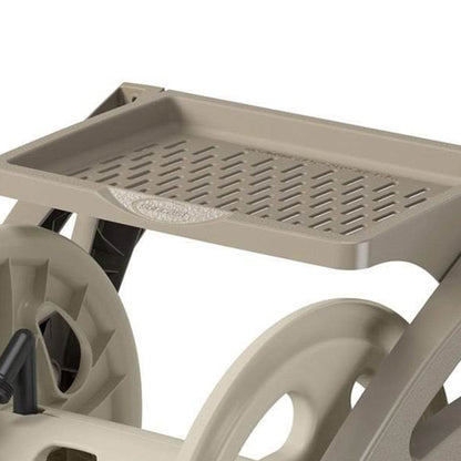 Suncast Handler 200 Foot Resin Wall Mounted Outdoor Garden Hose Reel, Taupe