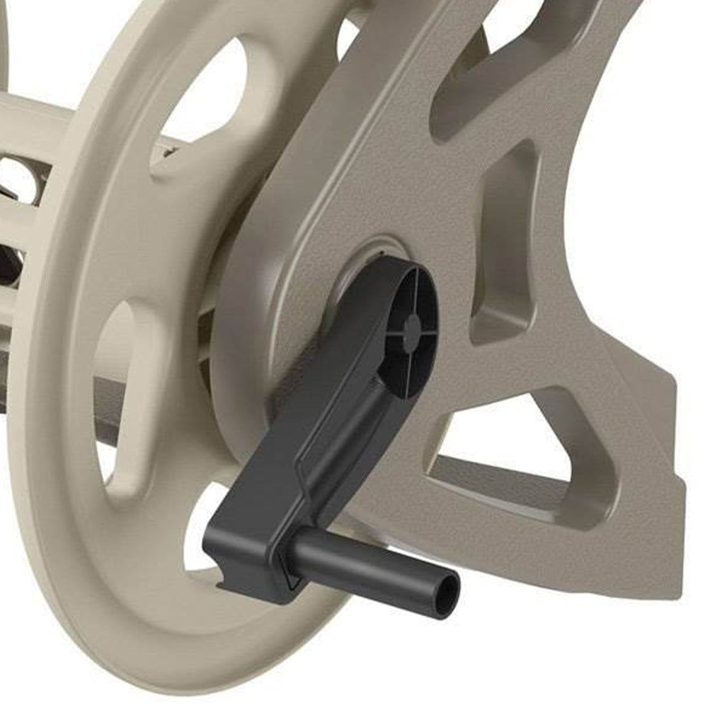 Suncast Handler 200 Foot Resin Wall Mounted Outdoor Garden Hose Reel, Taupe