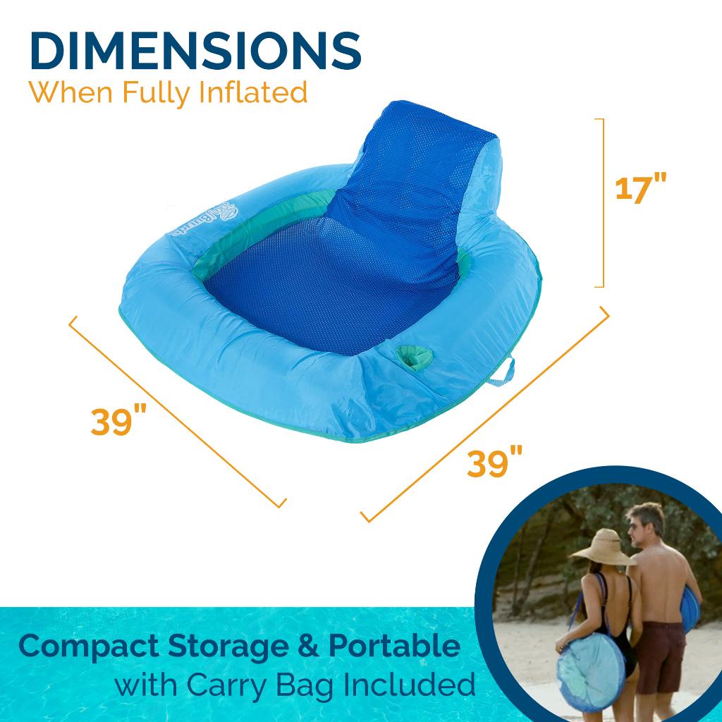 SwimWays Spring Float SunSeat Water Pool Summertime Relaxation Lounge Seat, Blue
