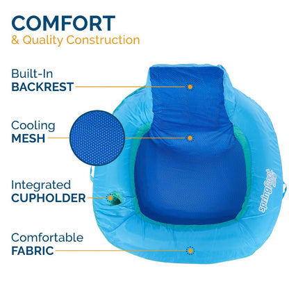 SwimWays Spring Float SunSeat Water Pool Summertime Relaxation Lounge Seat, Blue