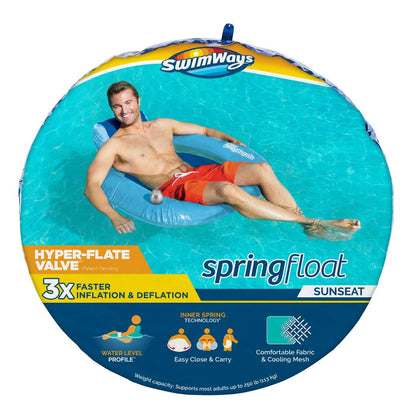 SwimWays Spring Float SunSeat Water Pool Summertime Relaxation Lounge Seat, Blue