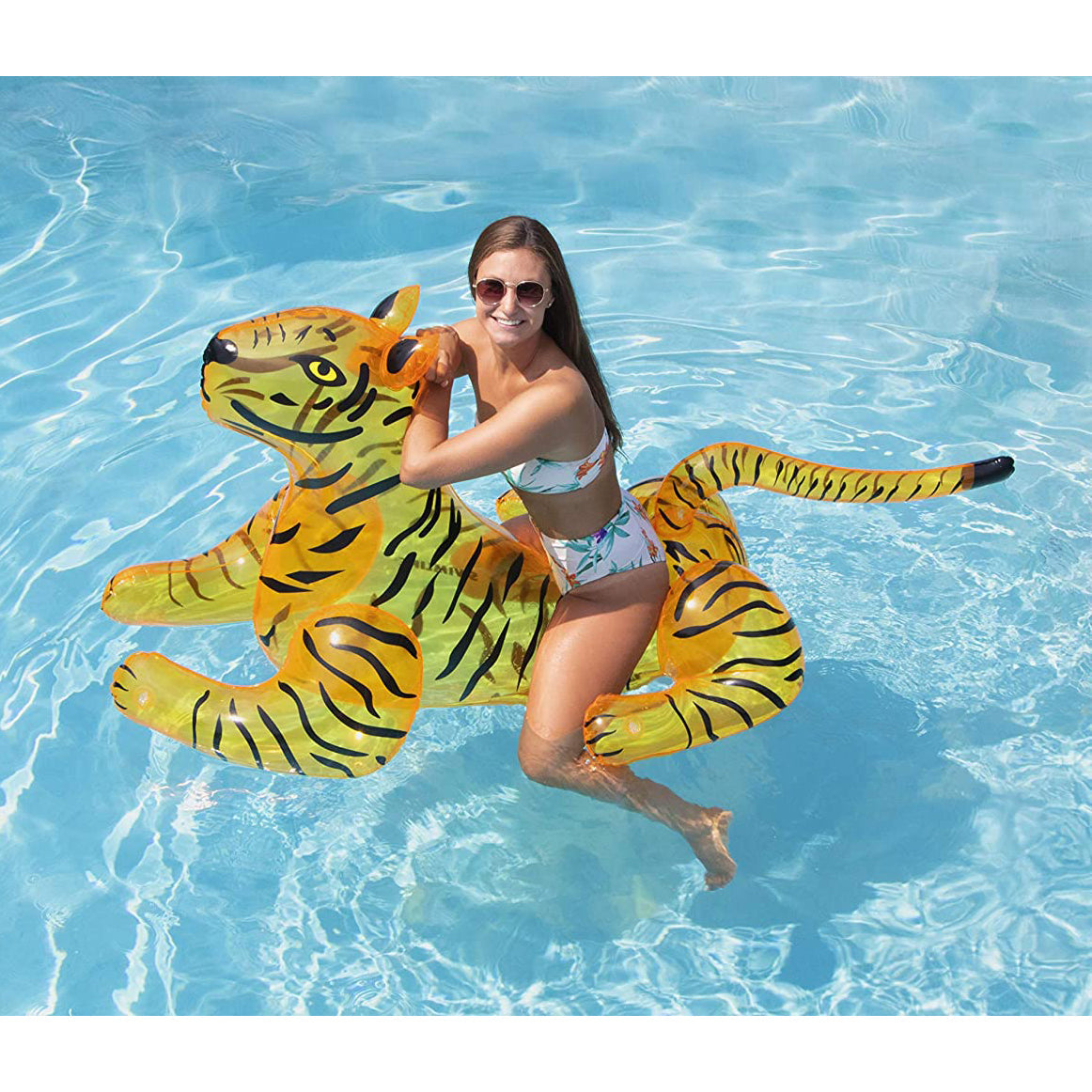 Swimline Giant 73" Long Wild Tiger Inflatable Ride On Swimming Pool Toy Float