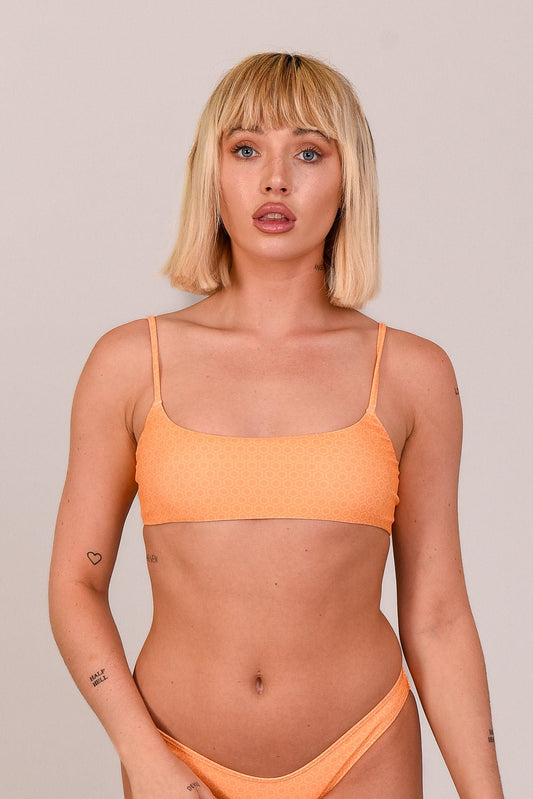 Tangerine Squeeze Lace up Crop Bikini Top