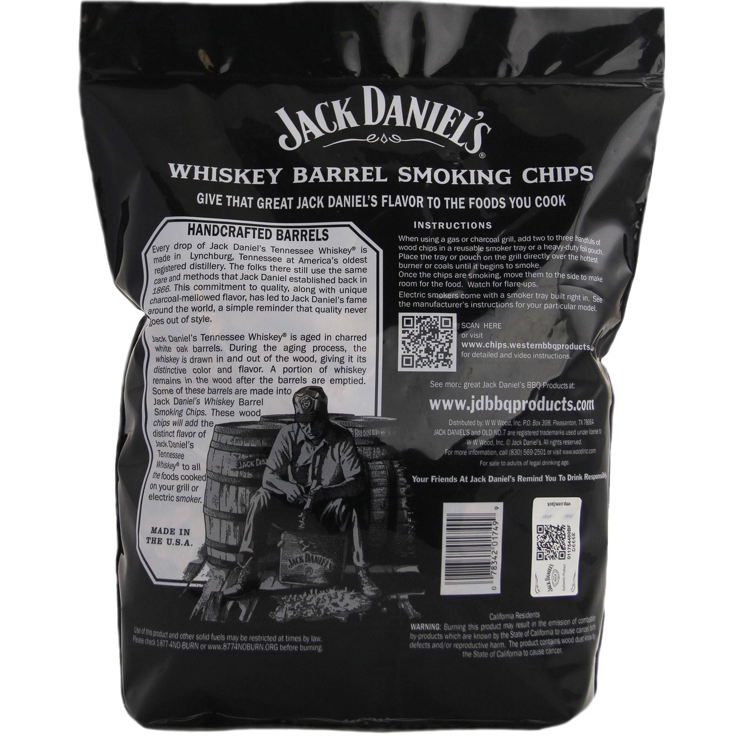 Jack Daniel's Tennessee Whiskey Barrel Smoking Oak Wood Chips, 180 Cubic Inches