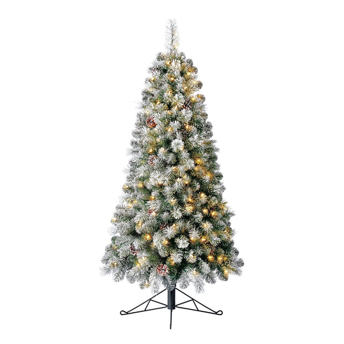 Home Heritage Flocked 5' Artificial Half Christmas Tree Prelit w/ 100 LED Lights
