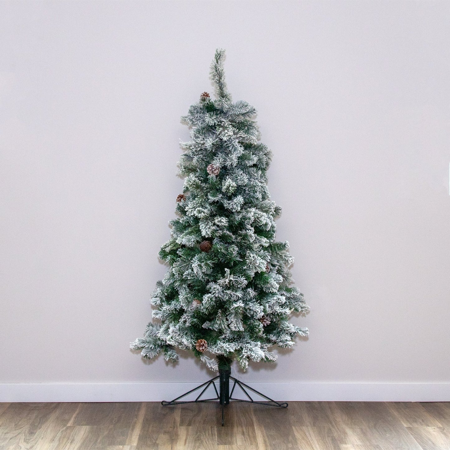 Home Heritage Flocked 5' Artificial Half Christmas Tree Prelit w/ 100 LED Lights