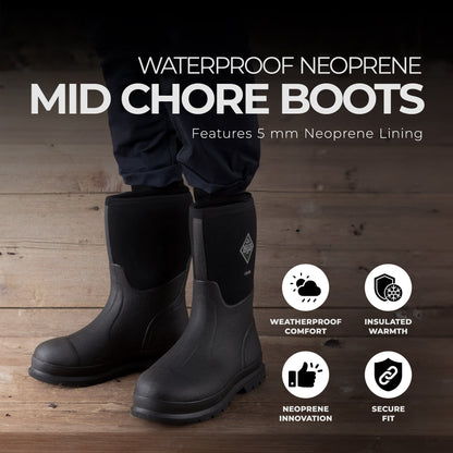 The Original Muck Boot Company Men's Size 10 Waterproof Neoprene Mid Chore Boots