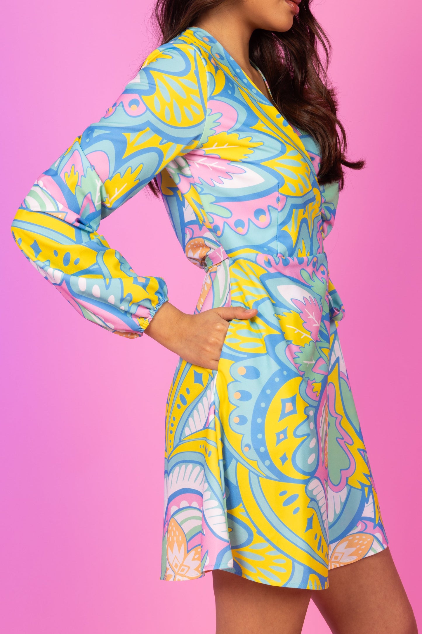 The April Showers | Abstract Paisley Wrap Dress