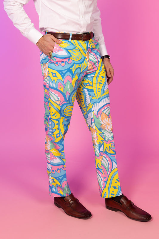 The April Showers | Abstract Paisley Suit Pants