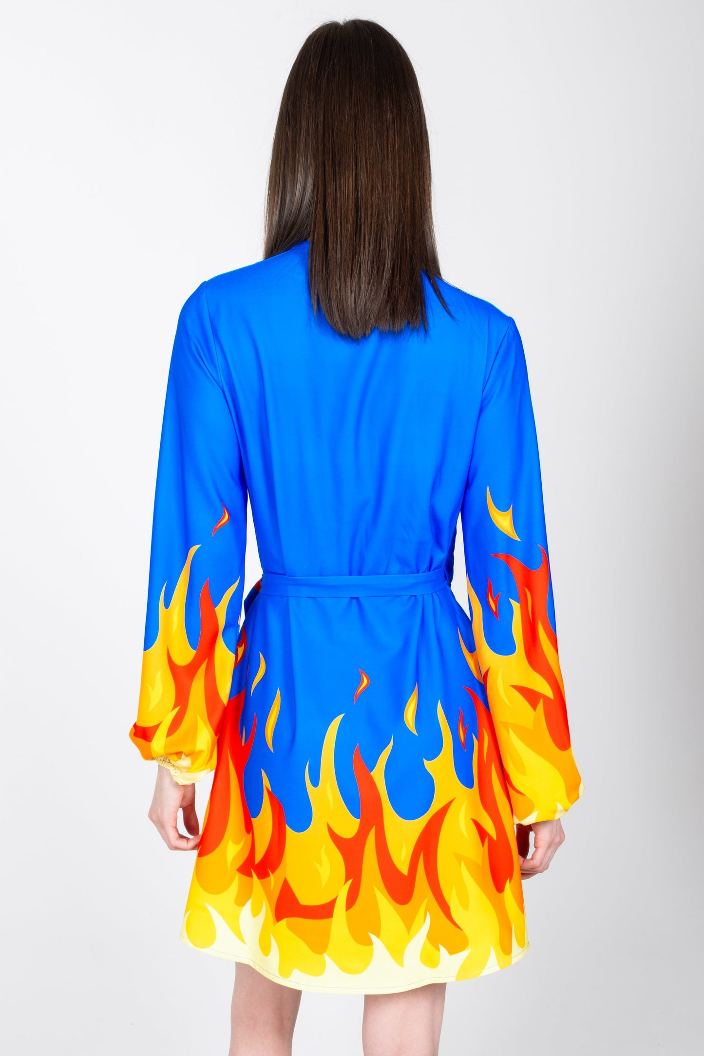 The Blaze Of Glory | Flames Wrap Dress