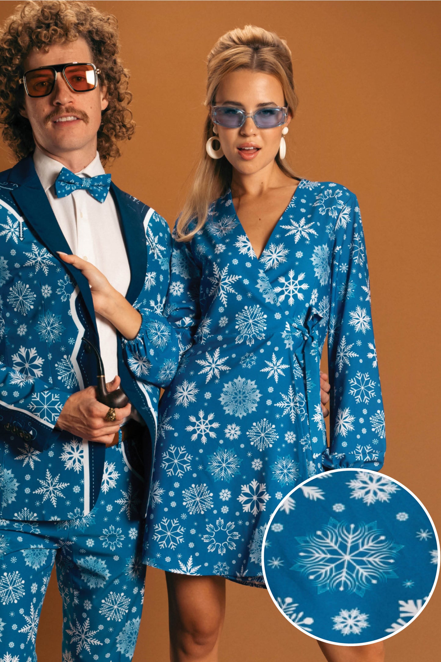 The Ice Never Melts | Blue Snowflake Christmas Wrap Dress