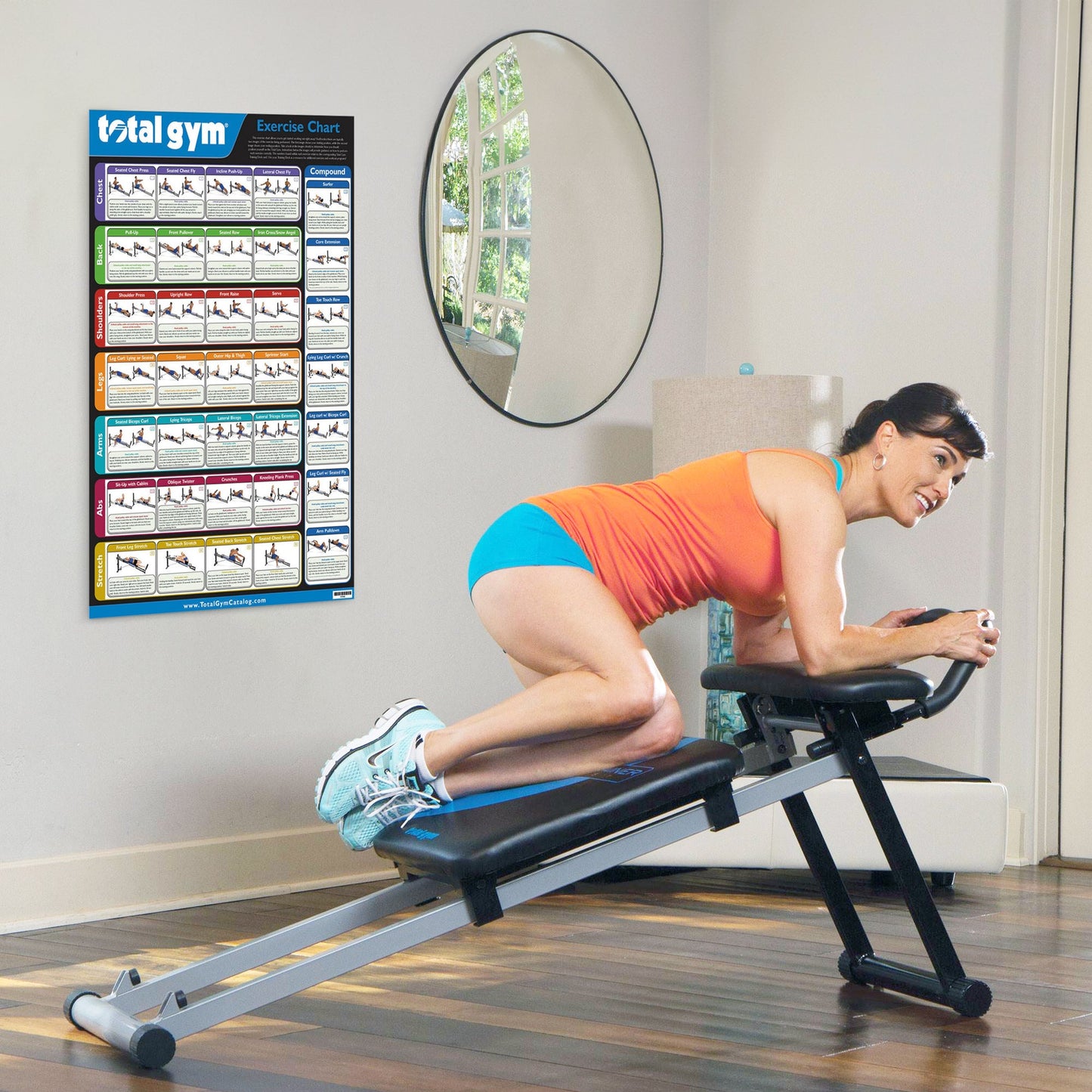 Total Gym 24" x 36" Convenient Quick Reference Exercise Chart with 35 Workouts