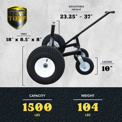 Tow Tuff TMD-15002C Adjustable Steel 1500 lb Heavy Duty Trailer Dolly w/ Caster
