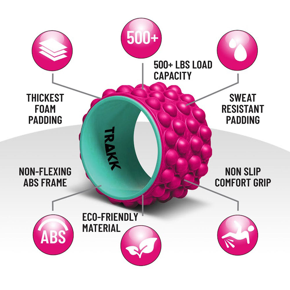 TRAKK ACCU-WHEEL Foam Roller Recovery Wheel for Full Body Pain Relief, Pink