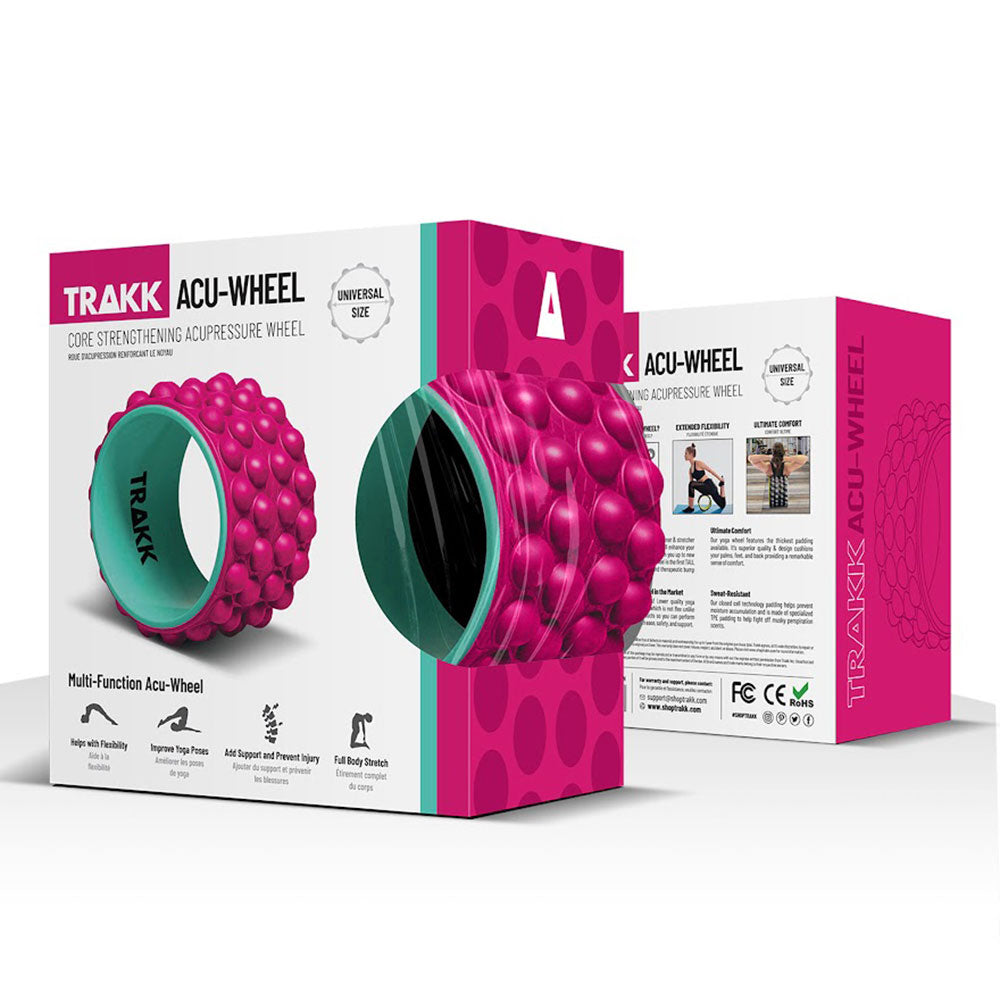 TRAKK ACCU-WHEEL Foam Roller Recovery Wheel for Full Body Pain Relief, Pink