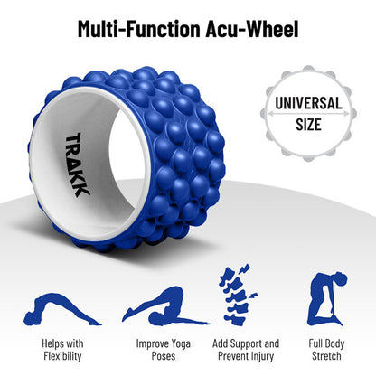 TRAKK ACCU-WHEEL Foam Roller Recovery Wheel for Full Body Pain Relief, Blue