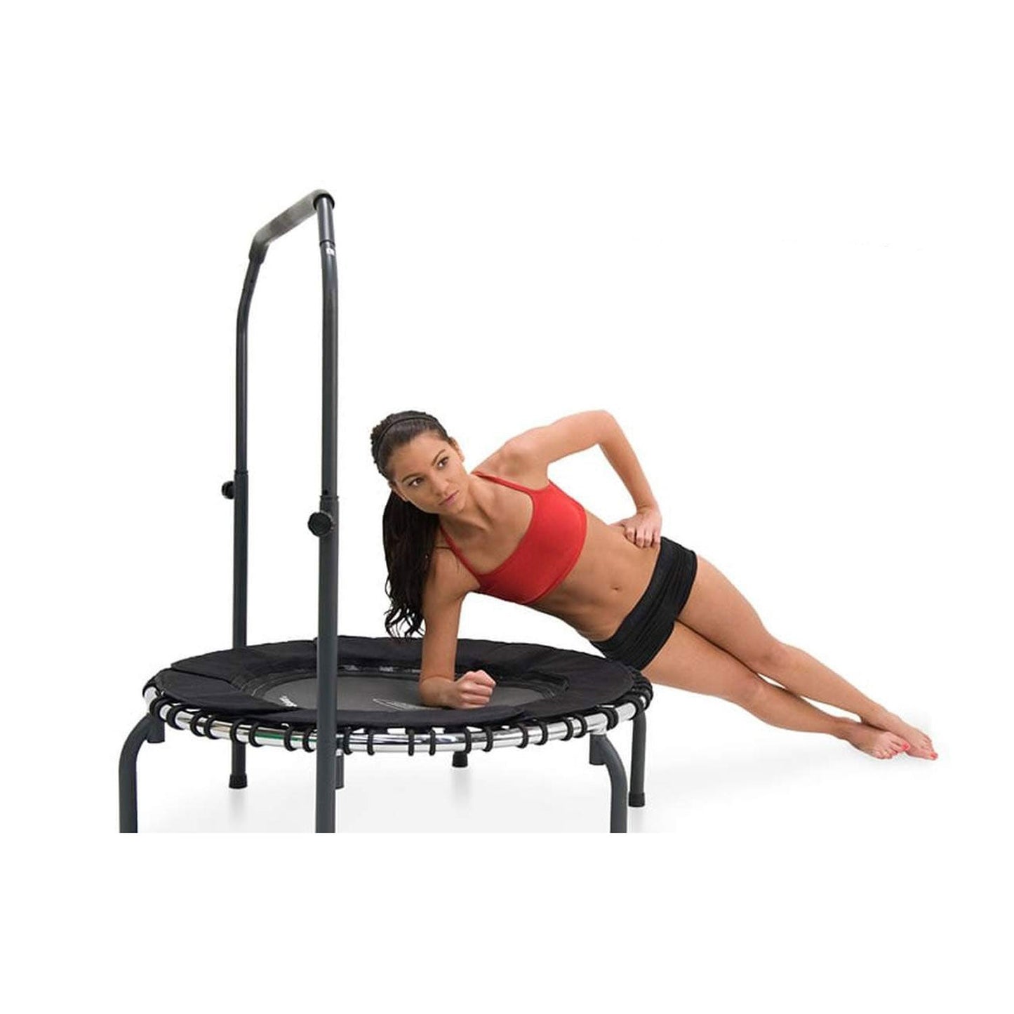 JumpSport 220 Fitness Rebounder Mini Trampoline & Handle Bar Accessory, Black