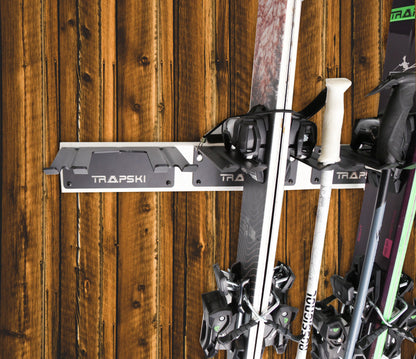 TRAPAWAY Wall Rack | Holds Skis or Snowboard by Bindings | Garage Organizer for Yard Tools, Gear & Equipment | Aluminum | No Moving Parts to break or pinch | Made in the USA