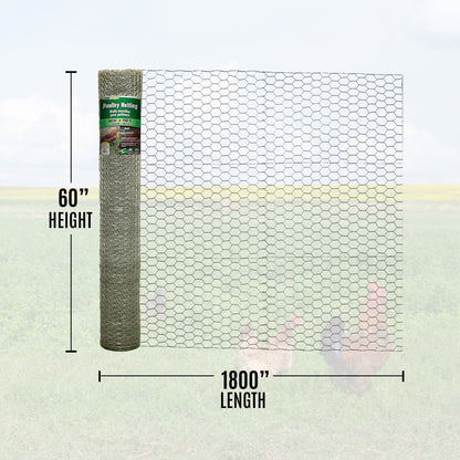 YARD GARD 150 Foot Galvanized Poultry Chicken Coop Wire Netting Mesh Fencing