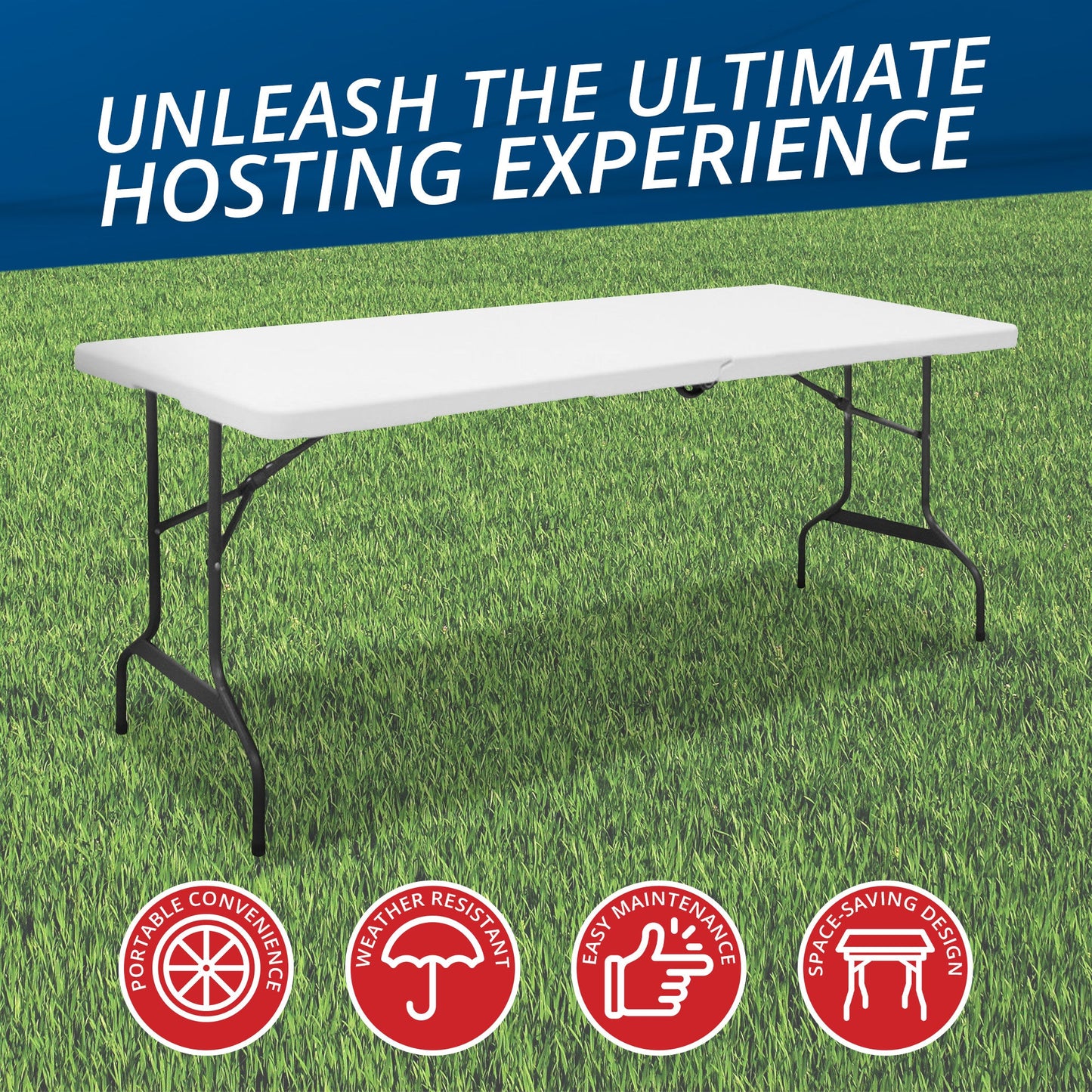 Folding Chair 30 x 72 Inch Powder Coated Modern Deluxe Foldable Banquet Table