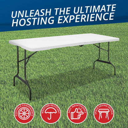 Folding Chair 30 x 72 Inch Powder Coated Modern Deluxe Foldable Banquet Table