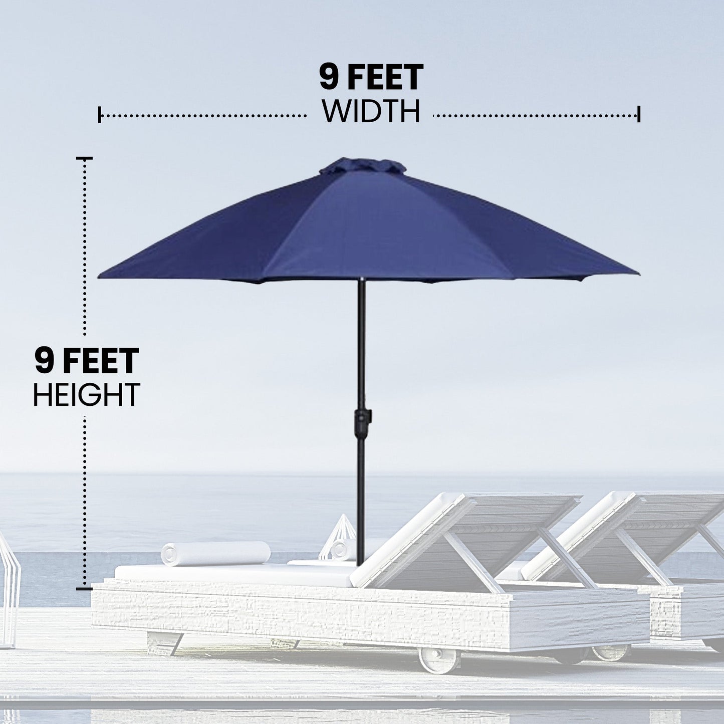 Four Seasons Courtyard 9 Foot Crank Lift Auto Tilt System Patio Umbrella, Navy