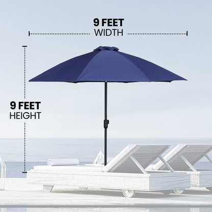 Four Seasons Courtyard 9 Foot Crank Lift Auto Tilt System Patio Umbrella, Navy