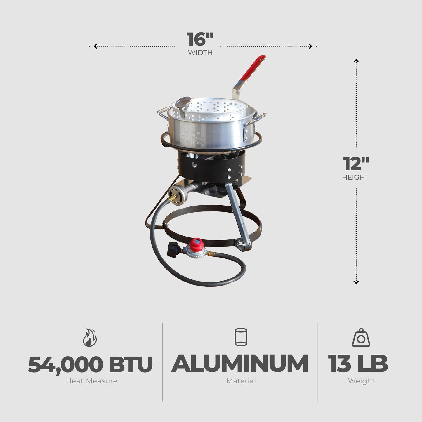 Metal-Fusion Import Outdoor Fish Fryer with 10 Quart Aluminum Fry Pan and Burner