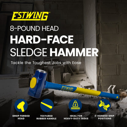 Estwing 8 Pound Head Hard Face Sledge Hammer with 36 Inch Fiberglass Handle