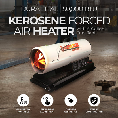 Dura Heat 50,000 BTU Portable Kerosene Forced Air Heater with 5 Gallon Fuel Tank