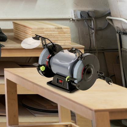 Master Mechanic Corded Electric 6 Inch Bench Grinder w/ 0.33 HP Induction Motor