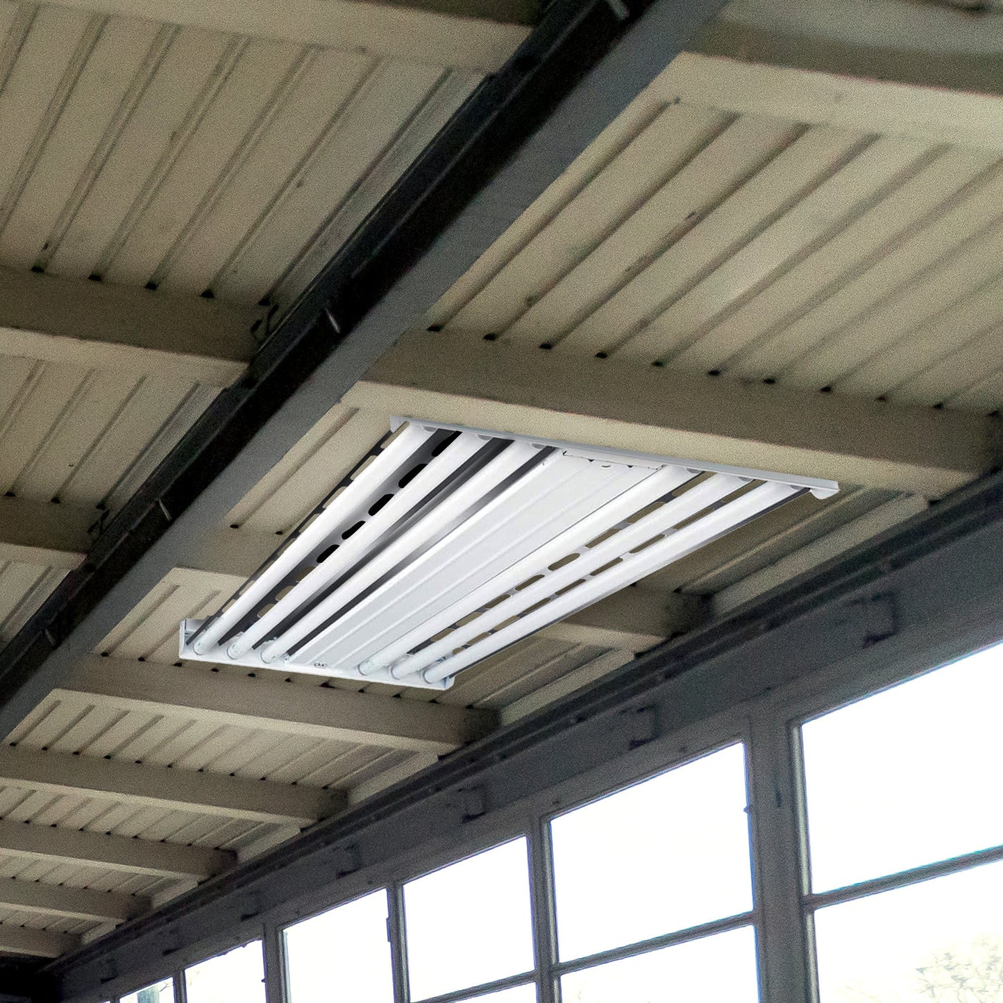 Metalux F Bay HBL 2 x 4' 4 Lamp T8 Commercial Fluorescent Lamp Light Fixture