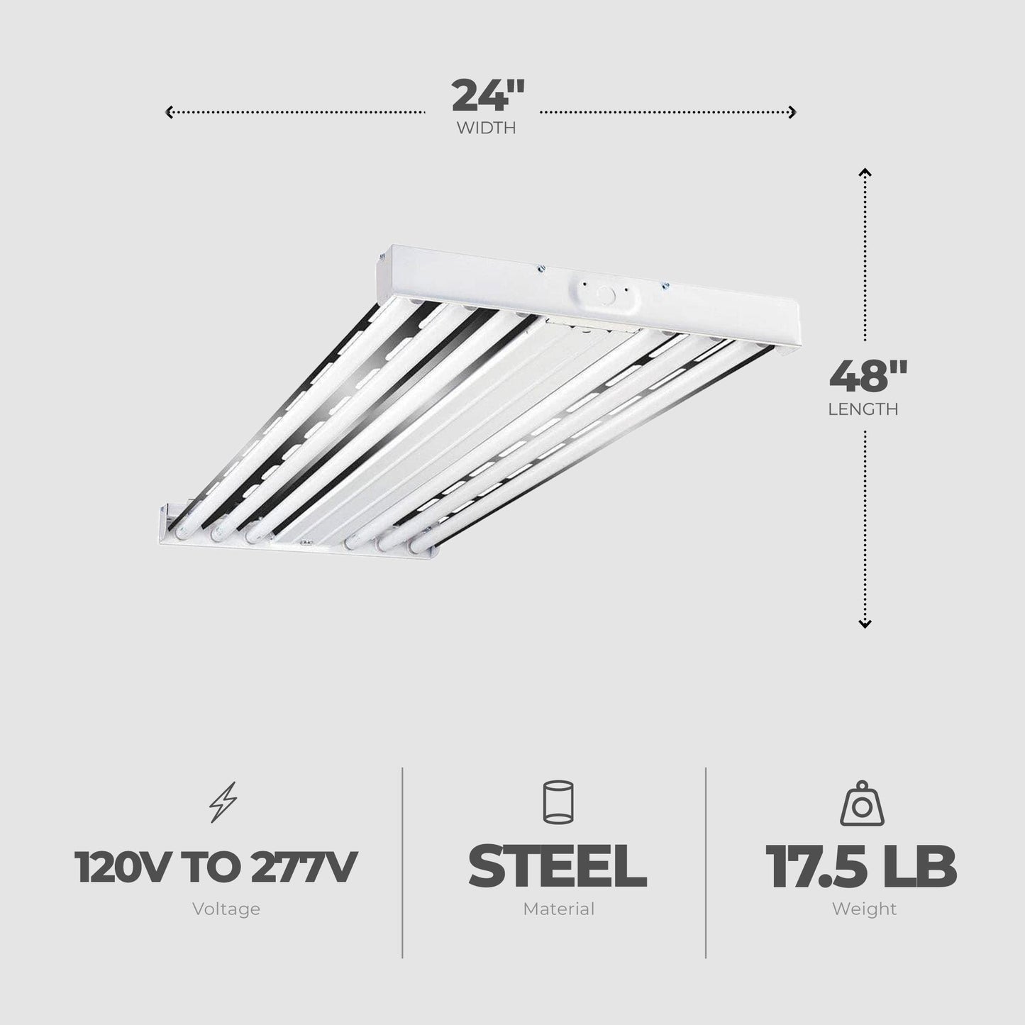 Metalux F Bay HBL 2 x 4 Foot 6 Lamp T5 Commercial Fluorescent Lamp Light Fixture