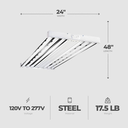 Metalux F Bay HBL 2 x 4 Foot 6 Lamp T5 Commercial Fluorescent Lamp Light Fixture