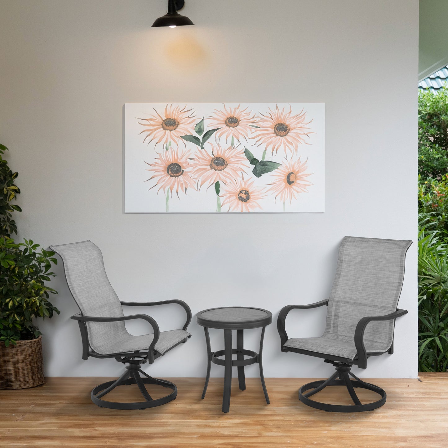 Four Seasons Courtyard Palermo 3 Piece Aluminum Bistro Set with Swivel Rockers