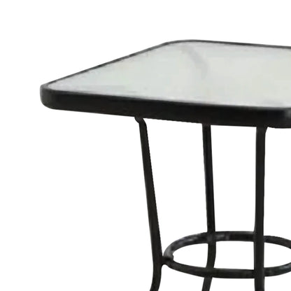 Four Seasons Courtyard Sunny Isles Tempered Glass Top Patio Dining Table, Black