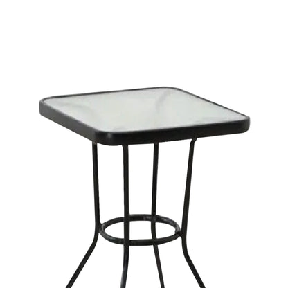 Four Seasons Courtyard Sunny Isles Tempered Glass Top Patio Dining Table, Black