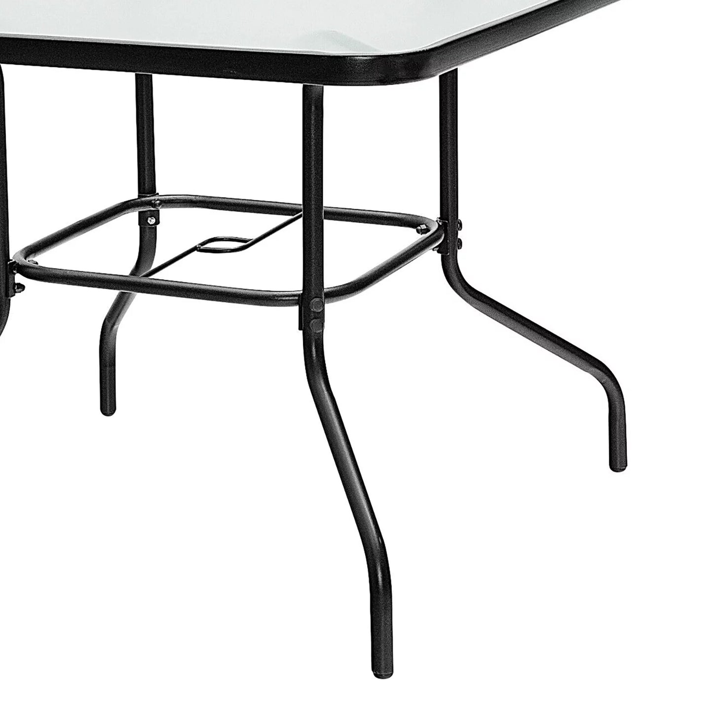 Four Seasons Courtyard Sunny Isles Tempered Glass Top Patio Dining Table, Black