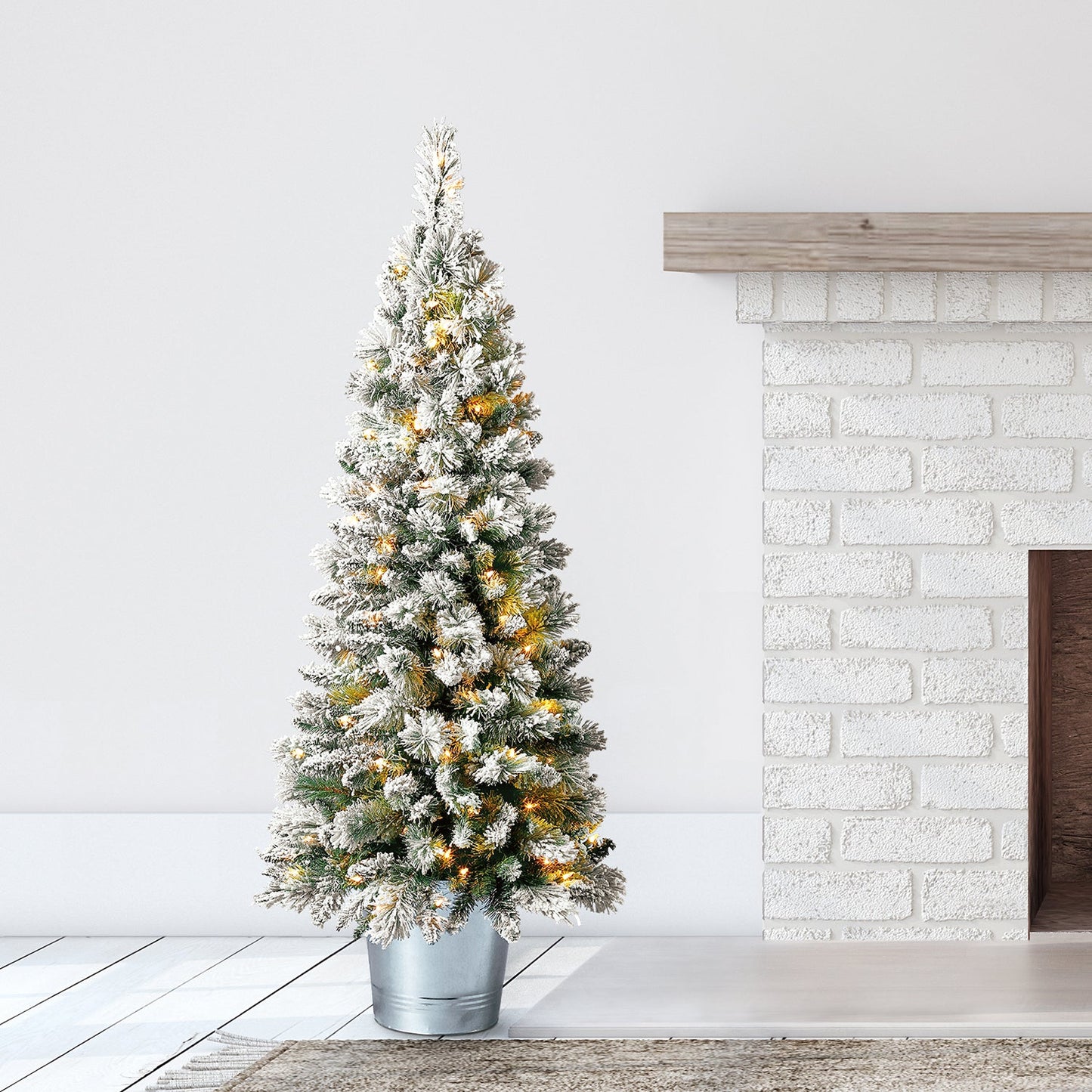 Home Heritage Entryway Pot 4.5' Artificial Prelit Christmas Tree w/ Metal Base