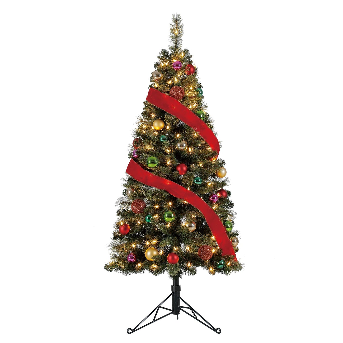 Home Heritage Cashmere 5 Ft Artificial Half Christmas Tree Prelit w/ 100 Lights